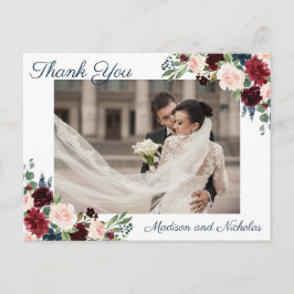 Foto Dank u Briefkaarten met Marsala Navy Flower