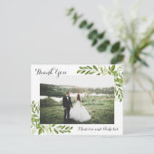 Foto Dank u Briefkaarten met rustieke groene blade (Staand voorkant)