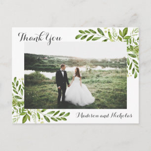 Foto Dank u Briefkaarten met rustieke groene blade