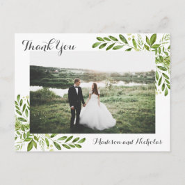 Foto Dank u Briefkaarten met rustieke groene blade