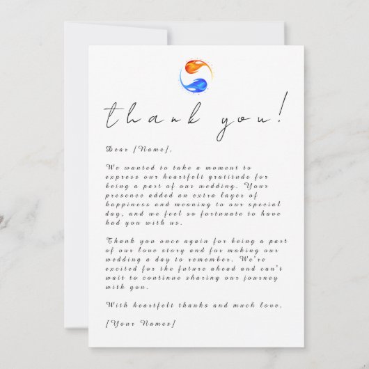 Foto Dank u Card-Twin Flame bruiloft thema- Kaart (Achterkant)