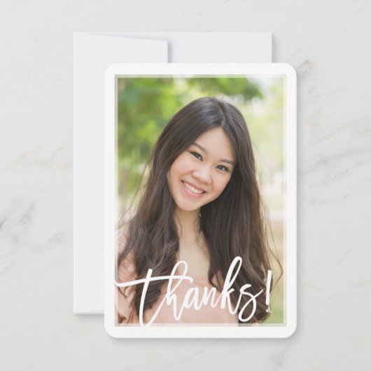 FOTO DANK U DE moderne, met de hand bediende witte Bedankkaart (Voorkant)