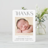 FOTO DANK U DE moderne serif font new baby Bedankkaart (Staand voorkant)