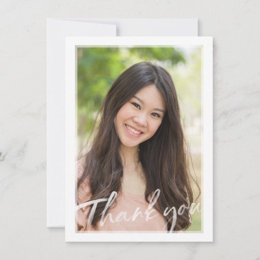 FOTO DANK U DE moderne transparante letterzetlaag Bedankkaart (Voorkant)