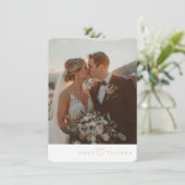 FOTO DANK U elegante romantische amper en beige Bedankkaart (Staand voorkant)