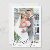 FOTO DANK U elegante script kalligrafie zwart Bedankkaart (Voorkant)