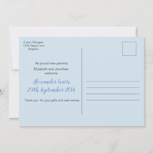 Foto: Dank u en het Briefkaart van de Aankondiging (Achterkant)