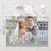FOTO DANK U handgeschreven moderne grijze ombre Bedankkaart (Voorkant / Achterkant)