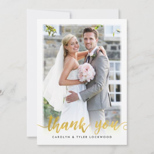 FOTO DANK U handgeschreven script gouden folie Bedankkaart (Voorkant)