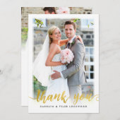 FOTO DANK U handgeschreven script gouden folie Bedankkaart (Voorkant / Achterkant)