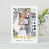 FOTO DANK U handgeschreven script gouden folie Bedankkaart (Staand voorkant)