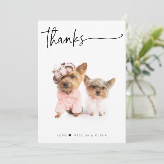 FOTO DANK U HET moderne eenvoudige script Bedankkaart (Staand voorkant)