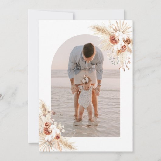 Foto Dank u kaart, Boho Verjaardag Bedankt Kaart (Voorkant)