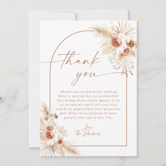 Foto Dank u kaart, Boho Verjaardag Bedankt Kaart (Achterkant)