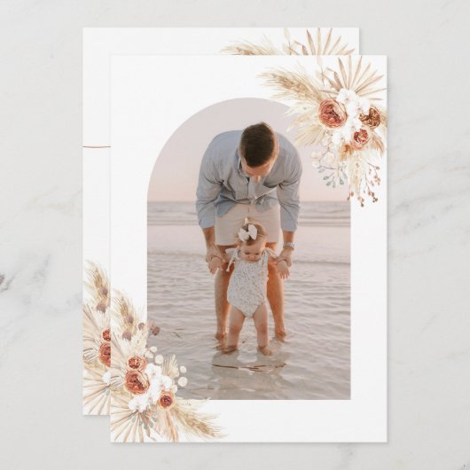 Foto Dank u kaart, Boho Verjaardag Bedankt Kaart (Voorkant / Achterkant)