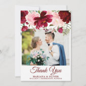 Foto Dank u kaart Bourgondië roze bloemenkaart (Voorkant)