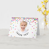 Foto Dank u kaart | Regenboog Verjaardag Confetti (Gele Bloem)