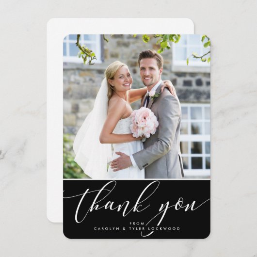 FOTO DANK U  kalligrafie zwart wit Bedankkaart (Voorkant / Achterkant)