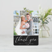 FOTO DANK U  kalligrafie zwart wit Bedankkaart (Staand voorkant)