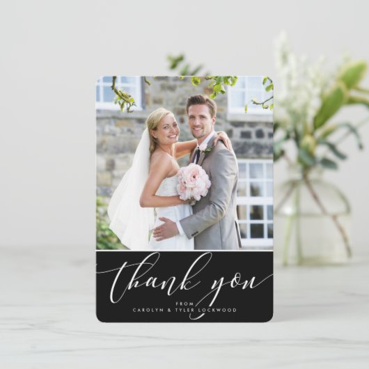 FOTO DANK U  kalligrafie zwart wit Bedankkaart (Staand voorkant)