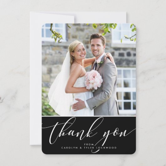 FOTO DANK U  kalligrafie zwart wit Bedankkaart (Voorkant)