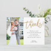 FOTO DANK U modern glamour goud glitter script Bedankkaart (Staand voorkant)