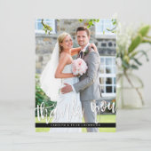 FOTO DANK U modern handgeschreven script wit Bedankkaart (Staand voorkant)