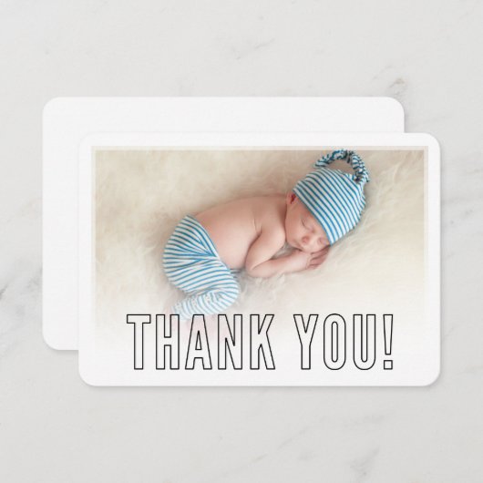 FOTO DANK U modern vet omlijnd zwart overlay Bedankkaart (Voorkant / Achterkant)