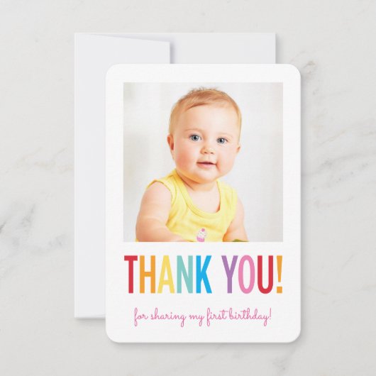 FOTO DANK U moderne gedurfde heldere kleurrijke ty Bedankkaart (Voorkant)