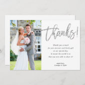 FOTO DANK U moderne glam zilver glitter script Bedankkaart (Voorkant / Achterkant)