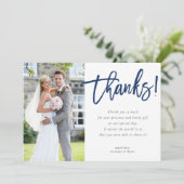 FOTO DANK U moderne hedendaagse script marine Bedankkaart (Staand voorkant)