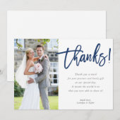 FOTO DANK U moderne hedendaagse script marine Bedankkaart (Voorkant / Achterkant)