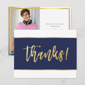 FOTO DANK U moderne marine goud schrijven Bedankkaart (Voorkant / Achterkant)