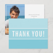 FOTO DANK U moderne ombre turquoise blauw Bedankkaart (Voorkant / Achterkant)