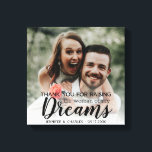 Foto Dank u ouders van de bruid bruiloft Canvas Afdruk<br><div class="desc">Het ontwerp bevat de quote 'Bedankt voor het opvoeden van de vrouw van mijn dromen',  uw favoriete foto,  namen en trouwdatum. Groot aandenken geschenk aan de ouders van de bruid.</div>