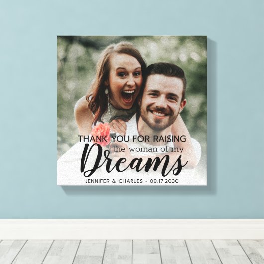 Foto Dank u ouders van de bruid bruiloft Canvas Afdruk (Insitu (Houten vloer))