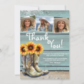 Foto Dank u Rustiek Land Zonnebloem Laarzen Bedankkaart (Voorkant)