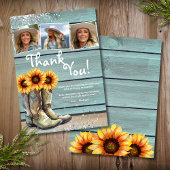 Foto Dank u Rustiek Land Zonnebloem Laarzen Bedankkaart