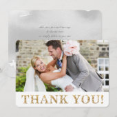 FOTO DANK U schattige gouden glitter tekst bruilof Bedankkaart (Voorkant / Achterkant)