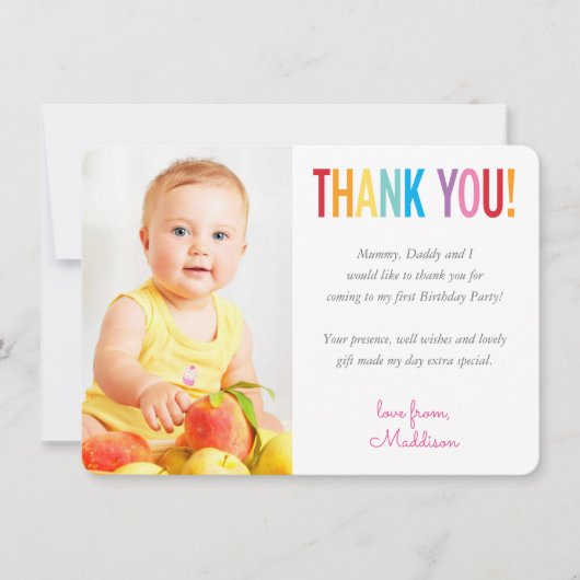 FOTO DANK U schattige vet type leuk kleurrijk Bedankkaart (Voorkant)