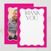 FOTO DANK U trendy elegante serif hot pink Bedankkaart (Voorkant / Achterkant)