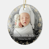 Foto: Dankbare, gezegende sneeuwvlok vakantie Keramisch Ornament (Links)