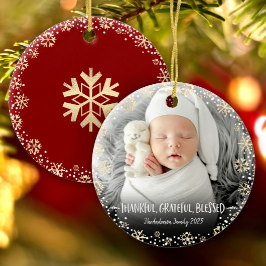 Foto: Dankbare, gezegende sneeuwvlok vakantie Keramisch Ornament
