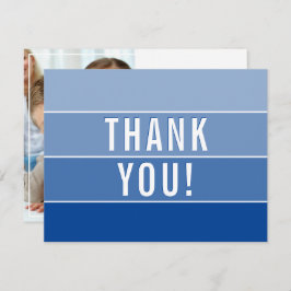 FOTO DANKJEWEL modern ombre koningsblauw Bedankkaart