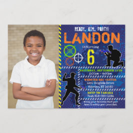 Foto Dart Label Party Dart Wars Verjaardagsuitnodi Kaart