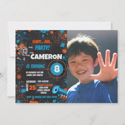 Foto Dart Party Verjaardag Uitnodiging | Dart Pist (Voorkant)