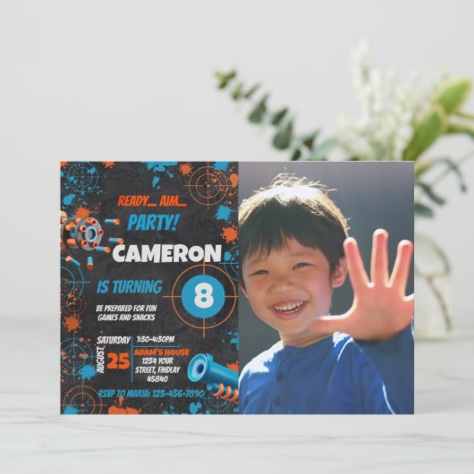 Foto Dart Party Verjaardag Uitnodiging | Dart Pist (Staand voorkant)