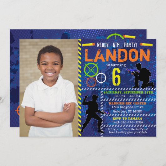 Foto Dart Wars verjaardagsfeestje uitnodiging (Voorkant / Achterkant)