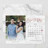 Foto: Date Calendar Marble Roos Gold opslaan Kaart (Voorkant / Achterkant)