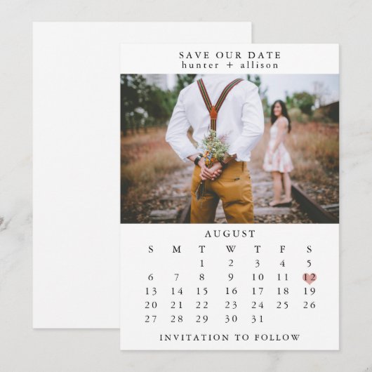 Foto: Date Calendar opslaan Save The Date (Voorkant / Achterkant)